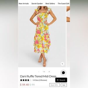 Floral Ruffle midi Dress with Straps